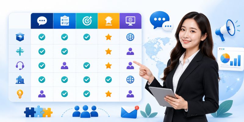 Bảng so sánh các loại nội dung câu hỏi phổ biến